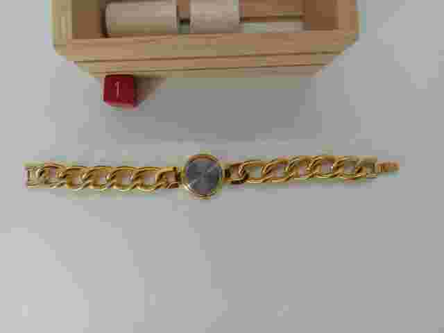 Jewelry Women's Watch by Mayfair Gold Tone Round White Dial Chain Band