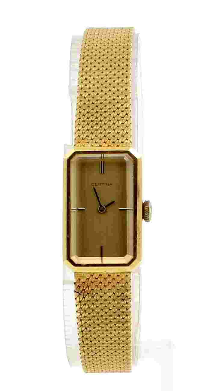 CERTINA 18k Yellow Gold Rectangle Manual Wind Ladies Dress Watch 41.4 Grams