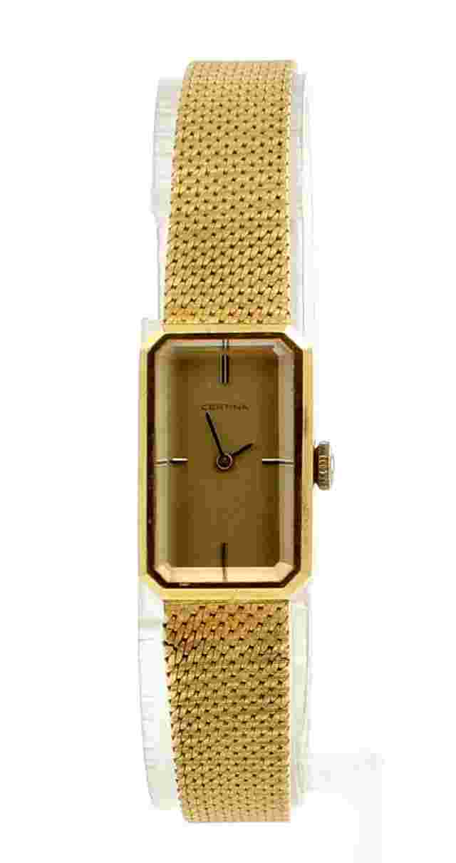 CERTINA 18k Yellow Gold Rectangle Manual Wind Ladies Dress Watch 41.4 Grams