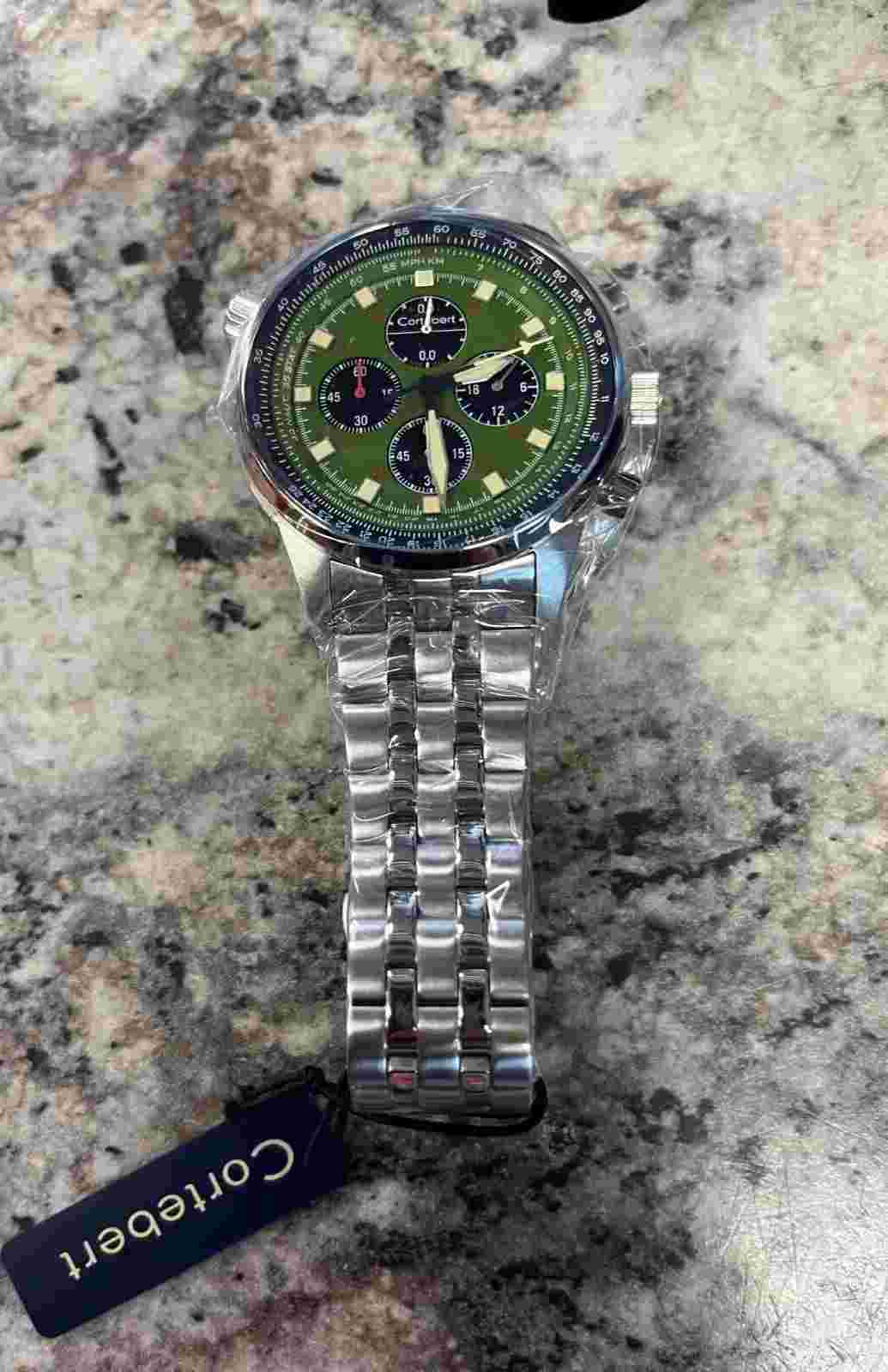 *NEW*Cortebert Potez Grteen Watch with Inner Turning Pilot Slide Rule Bezel