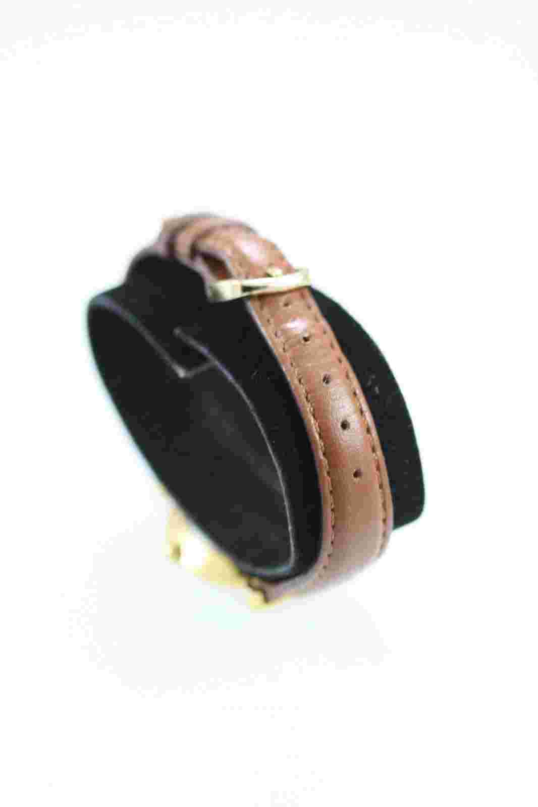 Bonjour Women Watch Gold Stainless Brown Leather Water Res Battery Pearl Quartz