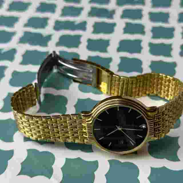 Vintage BRUT LBX607E Quartz Japan Movt. Black Dial Watch Date PARTS ONLY