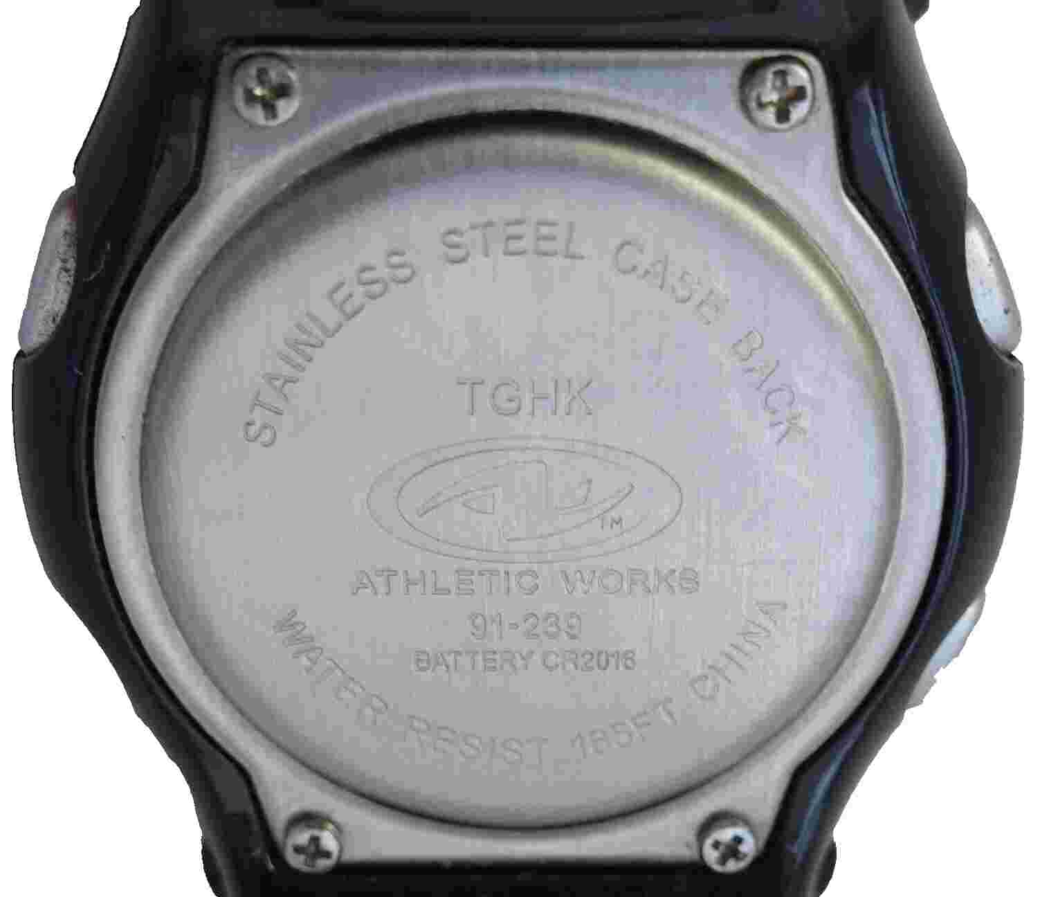 Athletic Works TGHK Sports Wristwatch 91-239 Water Resistant 50M New Battery