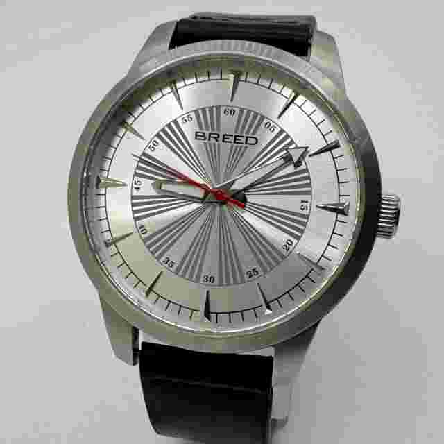 Breed Quartz Watch Men 50m Silver Steel Japan Movt Leather Analog New Battery