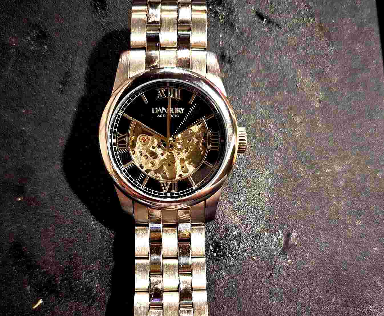 Danbury Automatic Skeleton Watch Black-Engraved Sweet Sixteen birthday on back