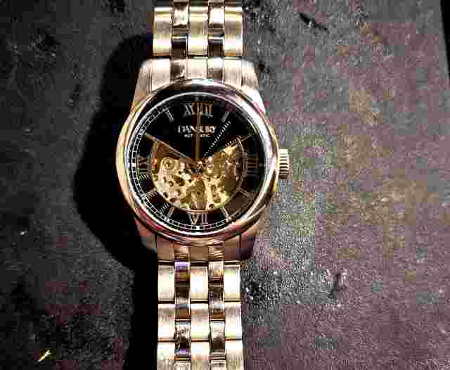 Danbury Automatic Skeleton Watch Black-Engraved Sweet Sixteen birthday on back