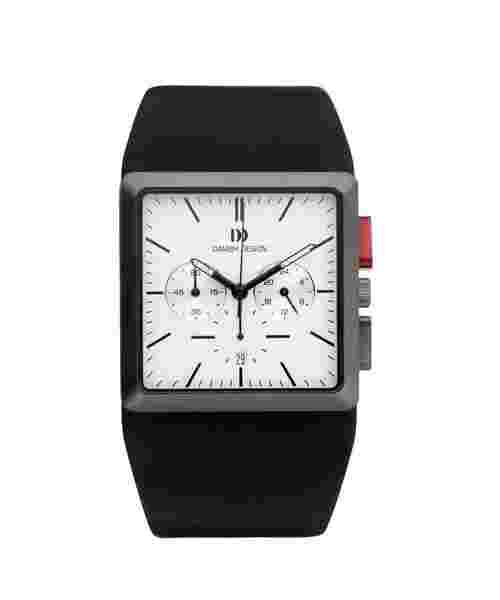 Danish Design IQ12Q869 White Dial Chronograph Black Leather Quartz Men's Watch