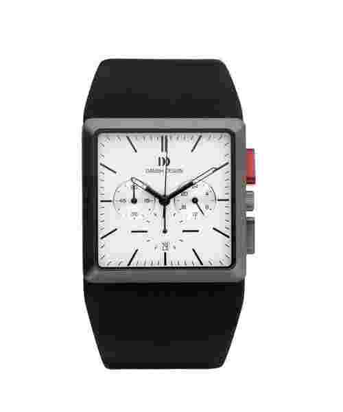 Danish Design IQ12Q869 White Dial Chronograph Black Leather Quartz Men's Watch
