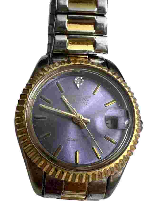 Vintage Nelsonic Diamond Watch Womens Gold Tone Stainless Steel Expandable Band