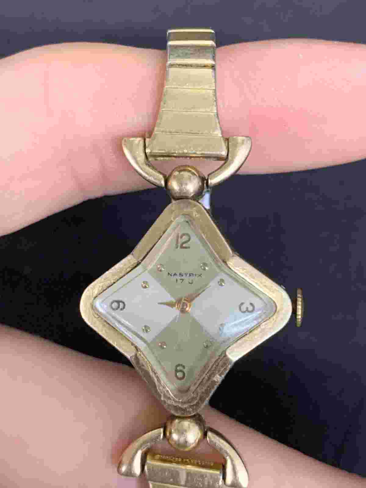 VINTAGE RARE NASTRIX SWISS BRACELET WATCH 10K RGP WORKING 17 JEWEL, BEAUTIFUL!