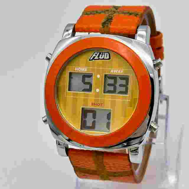 Men's FLUD "Time Out" Orange & Silver Tone Rare Digital Basketball Watch, 45mm