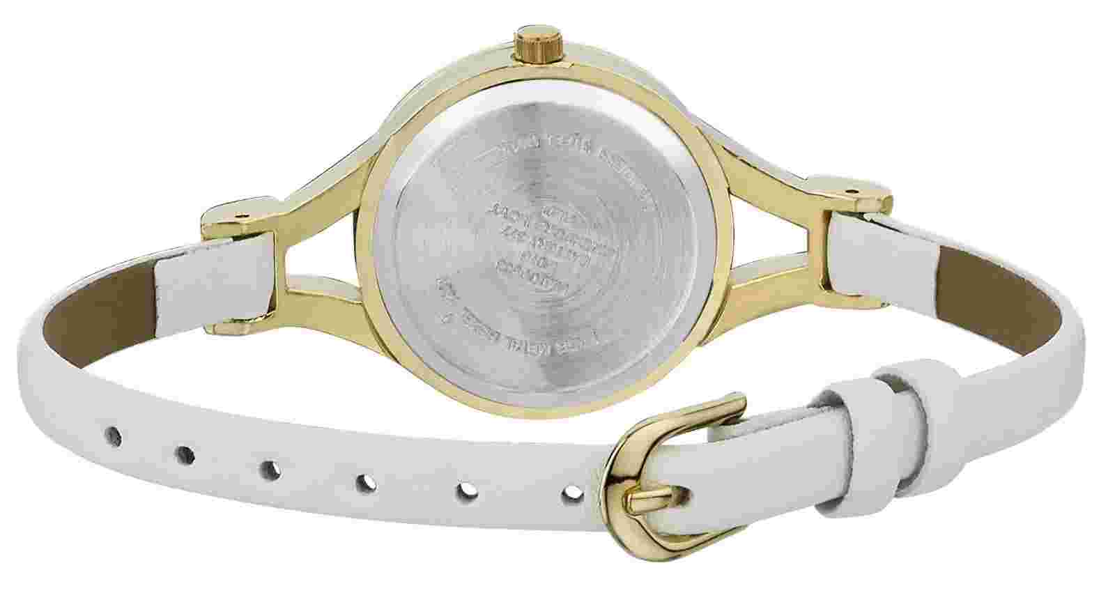 Laura Ashley Ladies White Thin Strap Crystal Bezel Watch Comes in a Gift Box