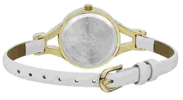 Laura Ashley Ladies White Thin Strap Crystal Bezel Watch Comes in a Gift Box