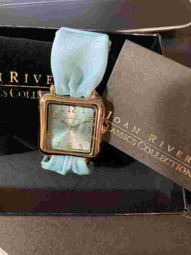 Joan Rivers Soft Pale Aqua Leather Band Watch Gold Tone Quartz