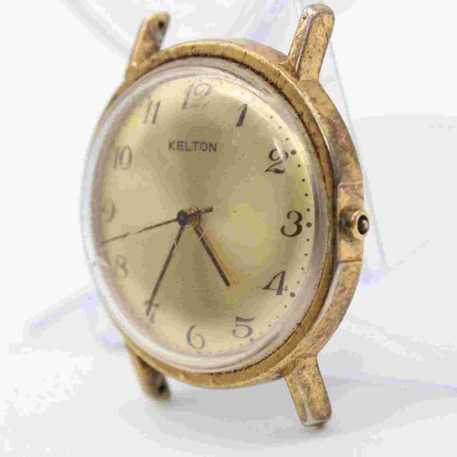 Vintage KELTON Automatic Watch Mens Gold Tone Stainless Steel Gold Dial Rare
