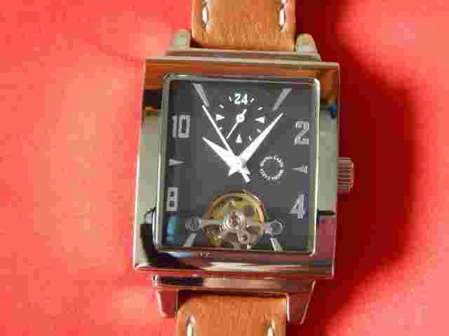 New Open Heart Automatic Steel Rectangle GMT 24H 2nd Time Zone Warranty