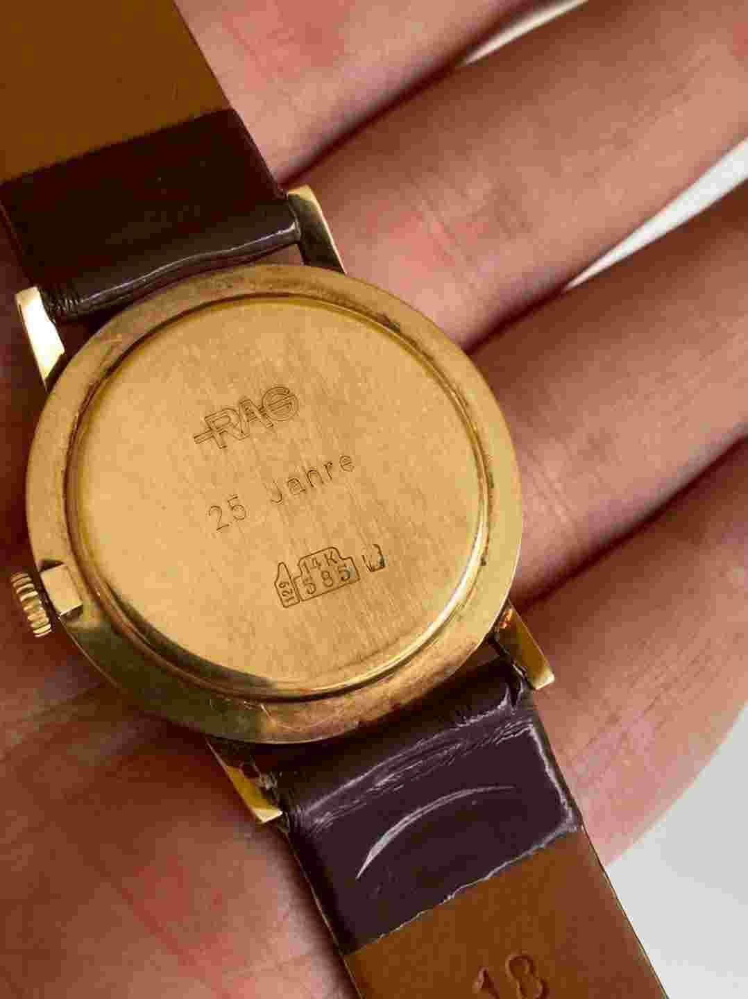 Dugena 14K Gold 35mm Leather Band Men's Wristwatch (Used)