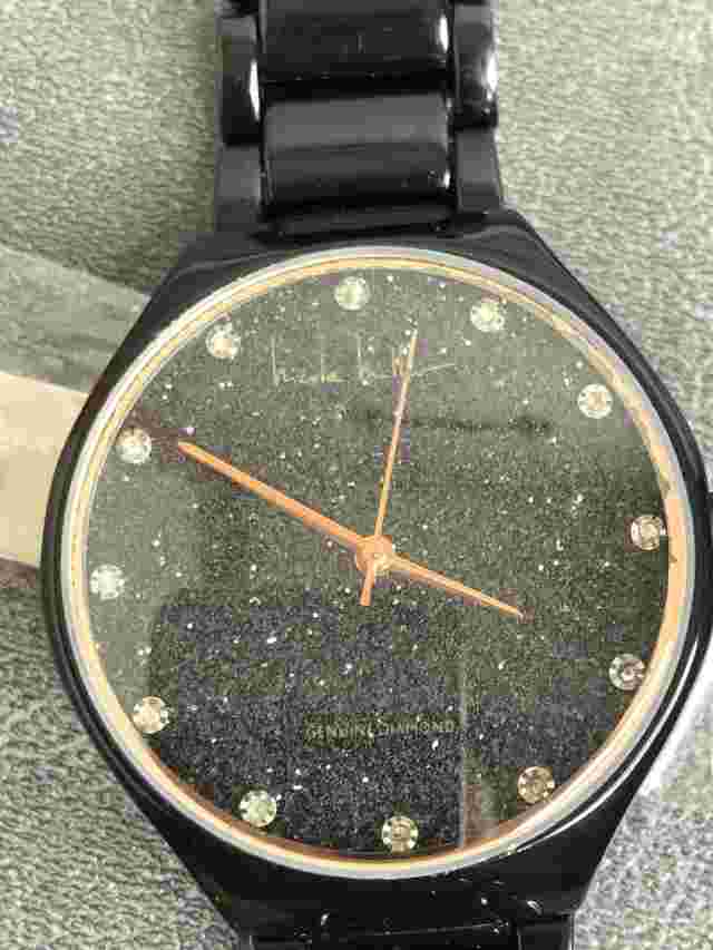 Nicole Miller Women's Watch Stainless Steel Black Dial Quartz Sparkle EUC