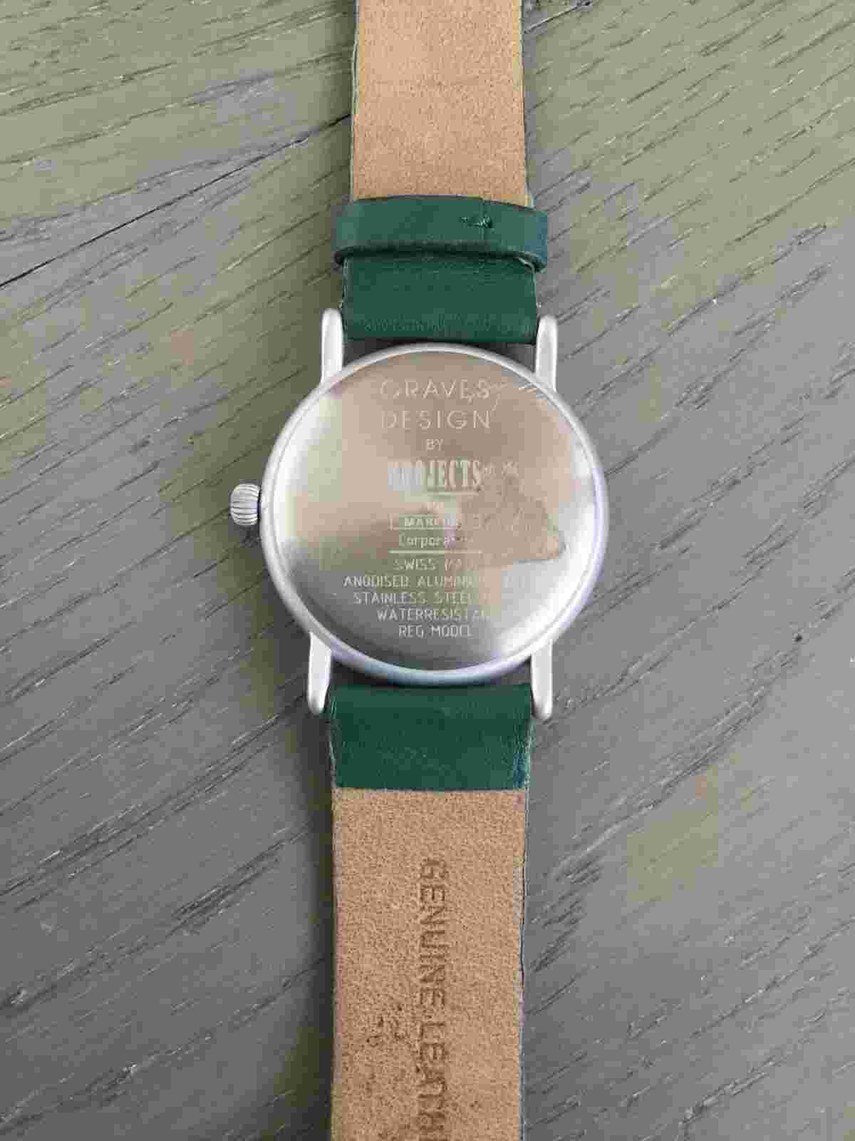 Alessi Vintage Men's Graves Design By Projects Quartz - Unisex Green Leather