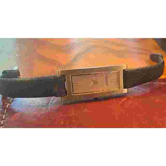 Women's 16mm BrassTone Kenneth Cole New York Watch, Black Leather Band
