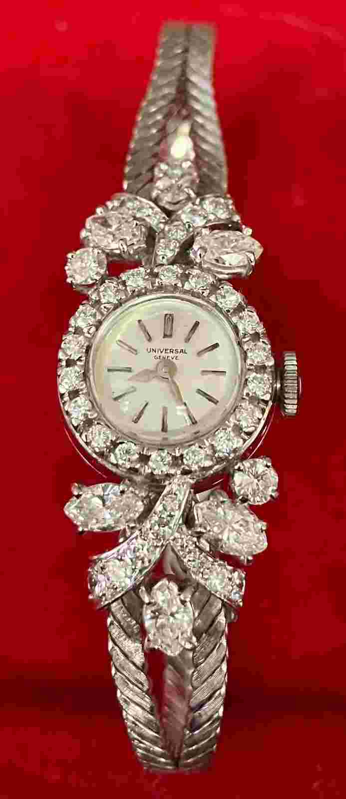 Ladies Universal Vintage Watch 18K White Gold With Diamonds Appraised at $12500