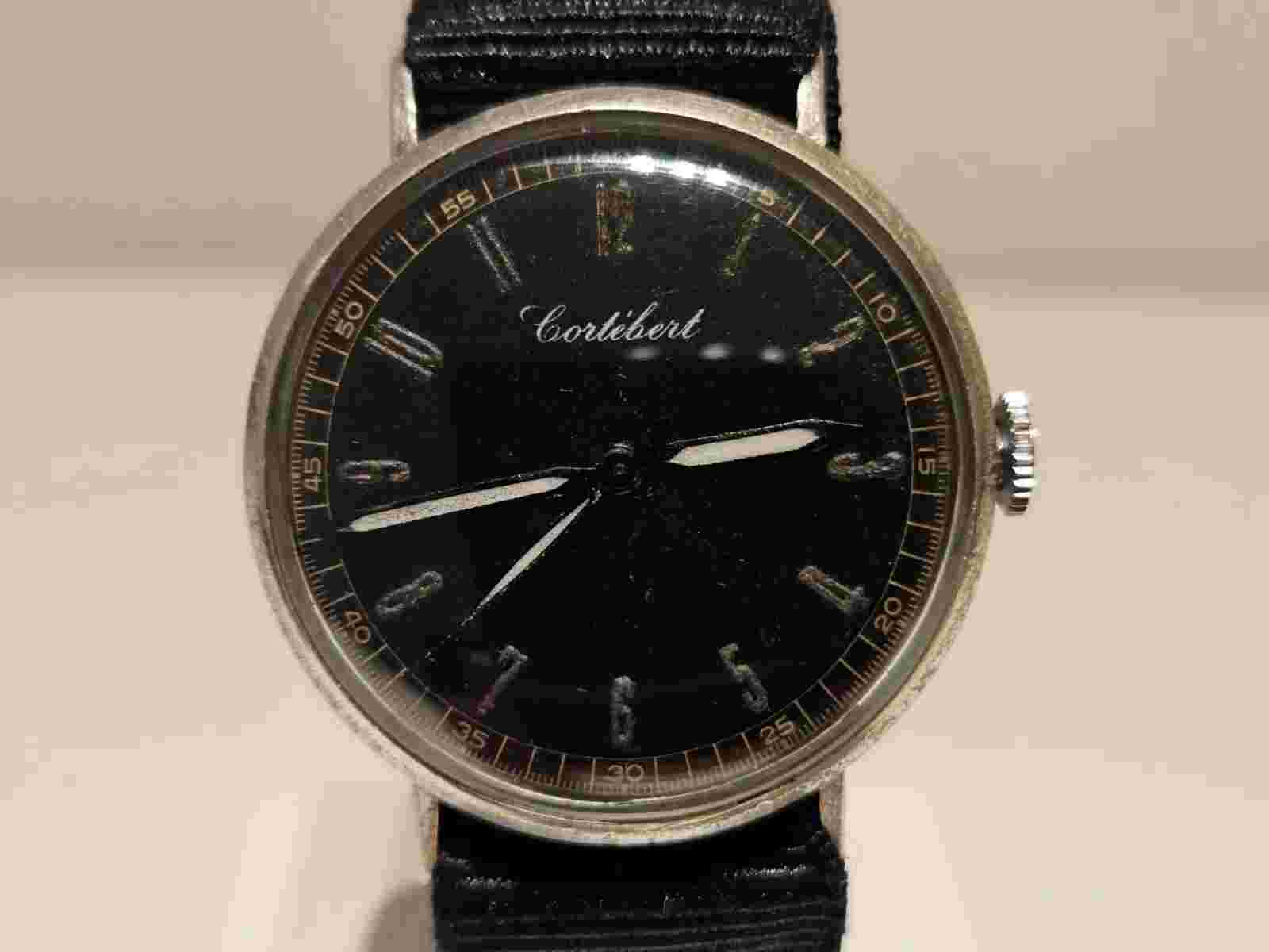 VINTAGE VERY RARE WW2 MILITARY BIG 35mm MEN'S SWISS WATCH "CORTEBERT" CAL.671S