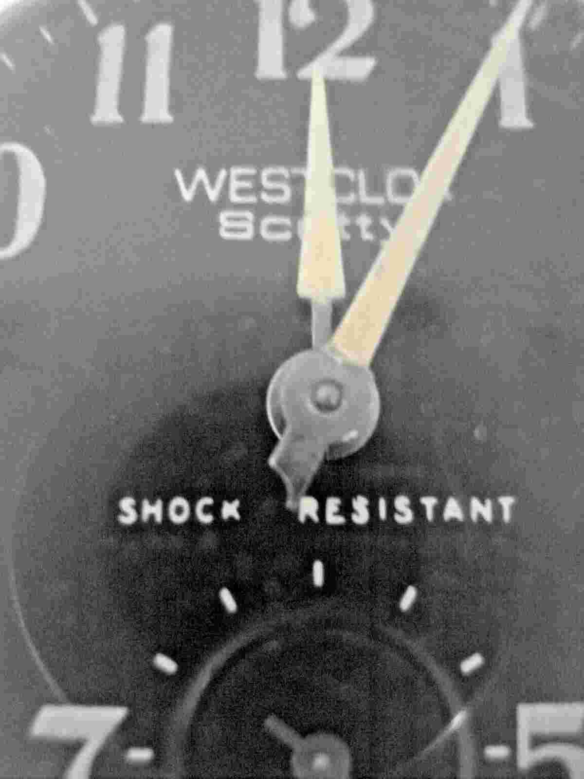 AWESOME Working WESTCLOX "Scotty" Black Dial Luminous Pocket Watch WINDING USA