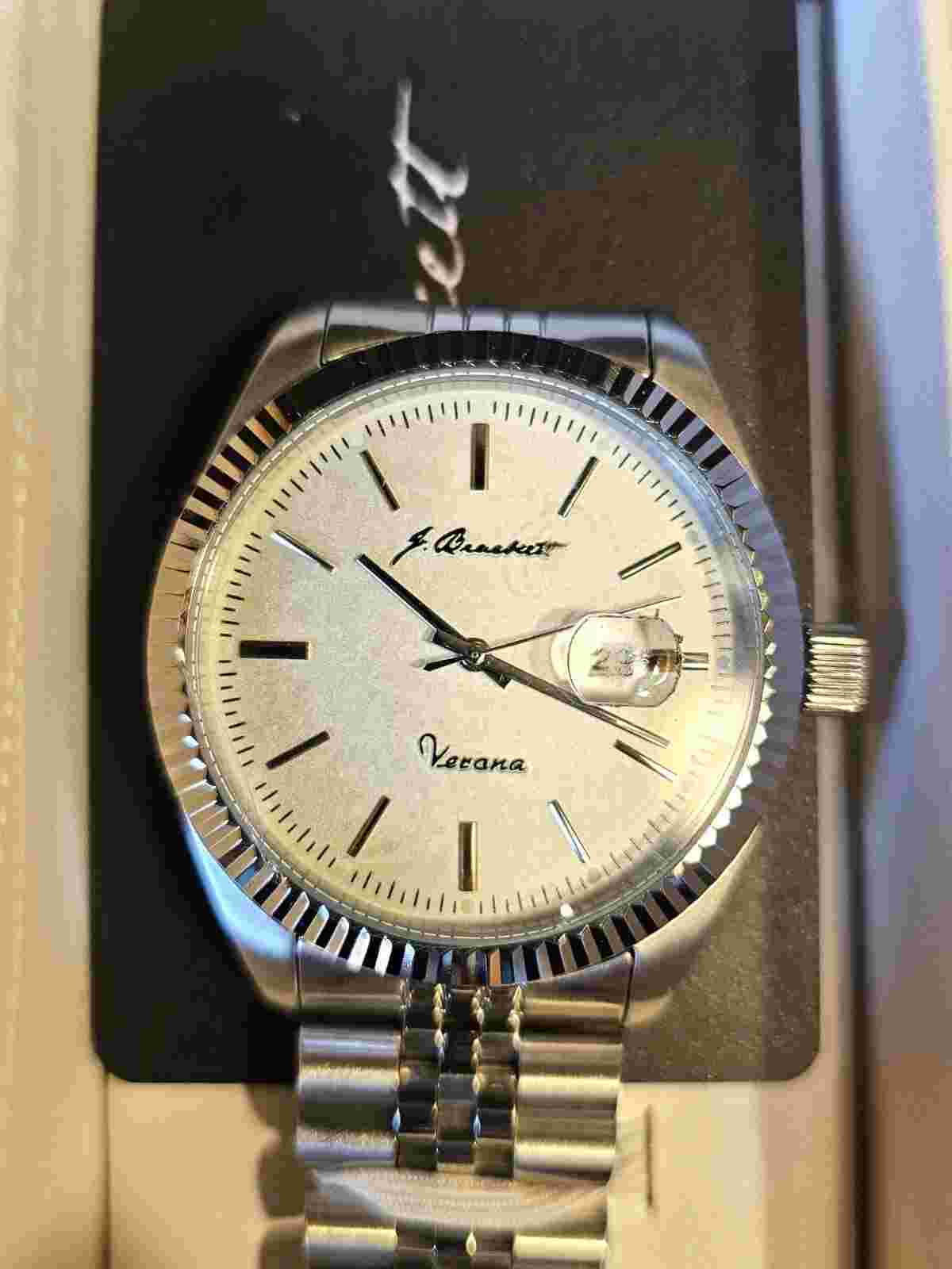 J Brackett Verona White Quartz 43 mm Stainless Steel Jubilee