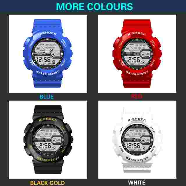 HONHX Men's Boy Waterproof LCD Digital Stopwatch Date Rubber Sport Wrist Watch