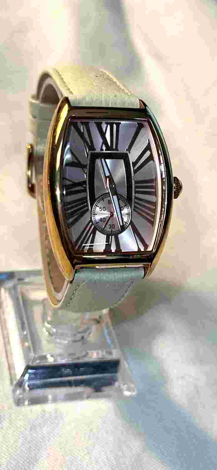 Bronzo Italia Watch Women Rose Gold Tone Black Pebbled Leather Band