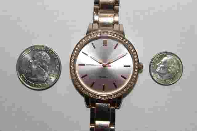 Aeropostale Rose Gold Ladies Watch Clear Rhinestones Bracelet NWOT