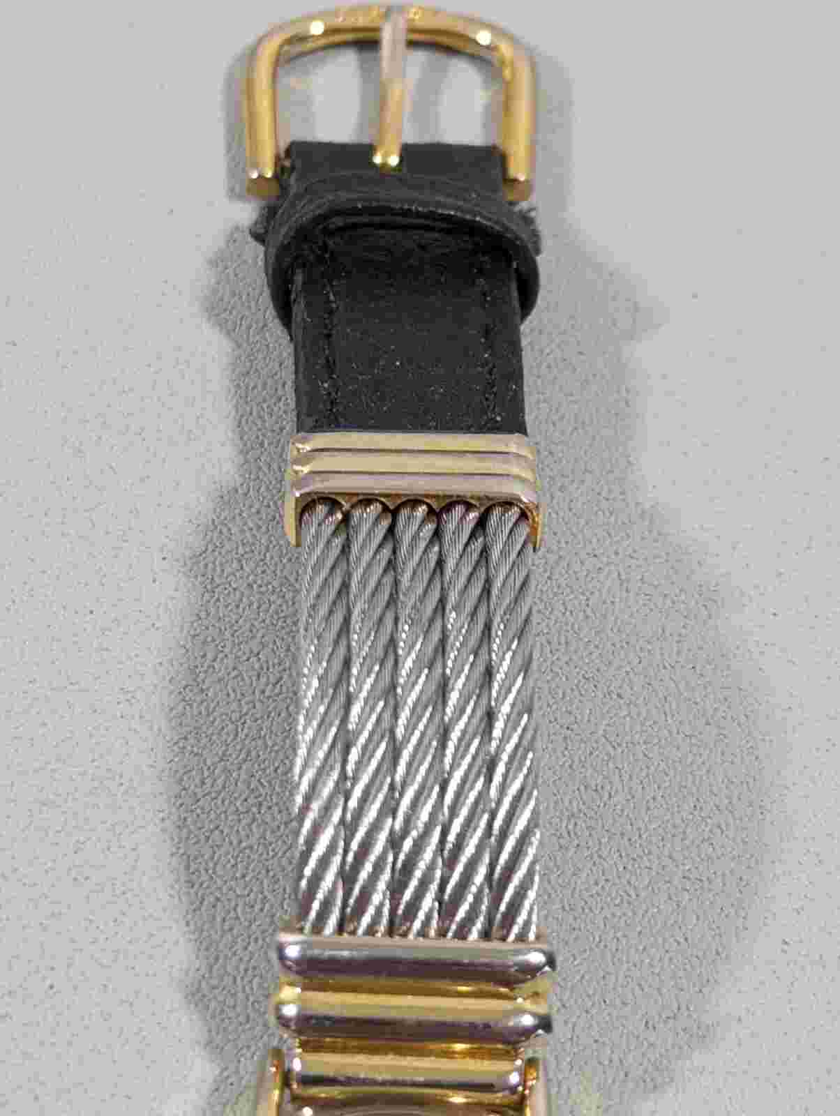 Quemex White Dial Round Gold Tone Case Cable Band Watch