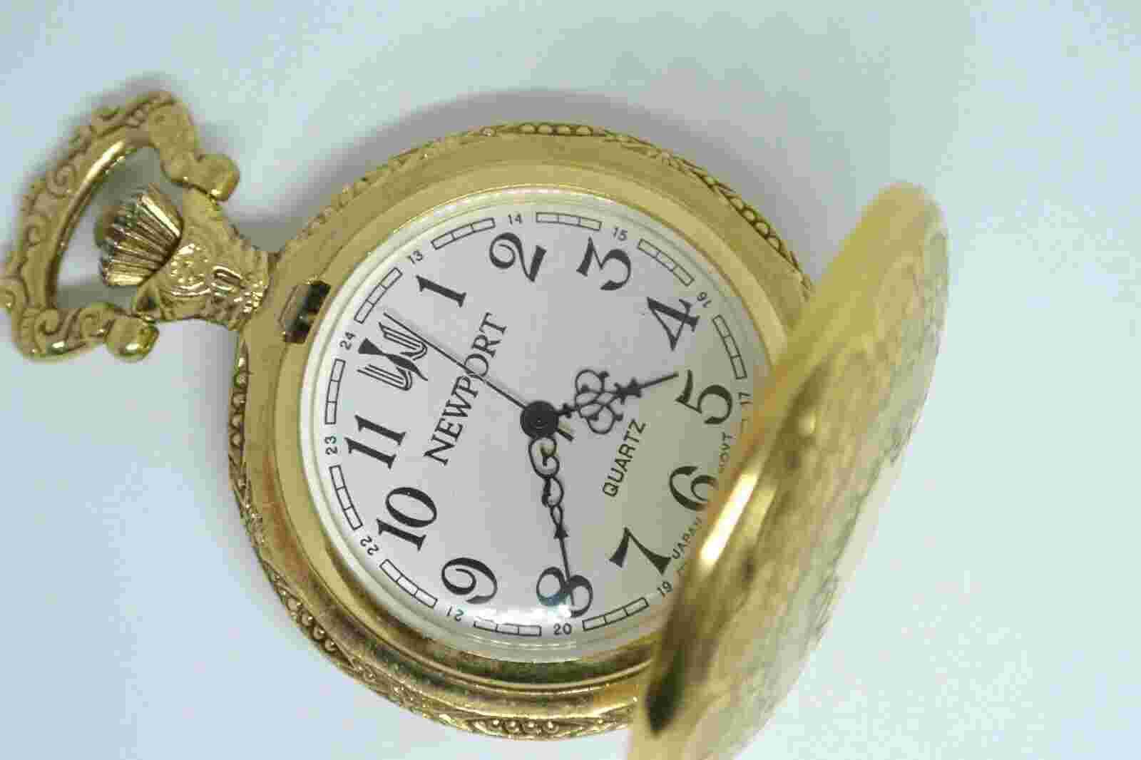Mens or Women's Gold Tone Ornate Pocket Watch New Battery