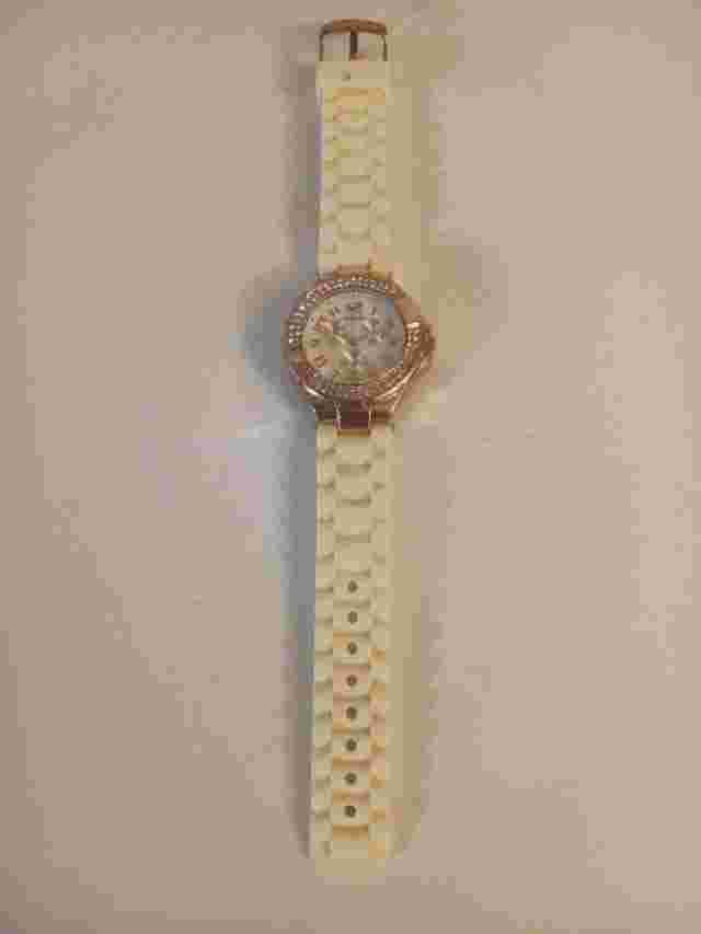 Santini Gold Rhinestone watch w rubber white