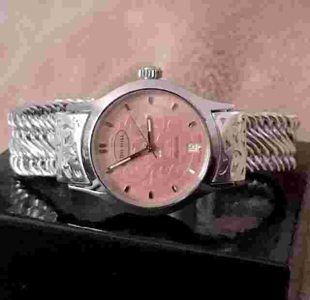 Lois Hill Automatic Sterling Silver Pink Face Watch