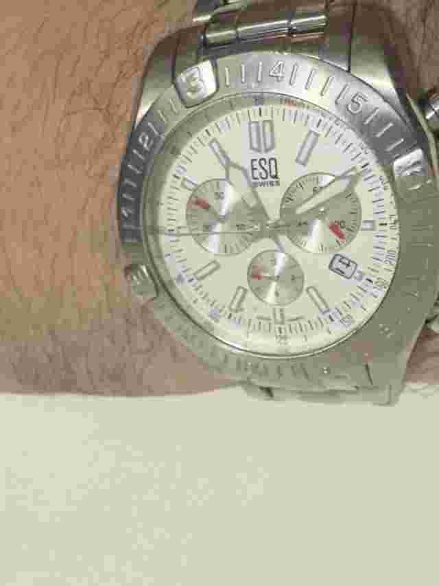 ESQ E121145509 White Dial Black Leather Strap Chronograph Men's Watch