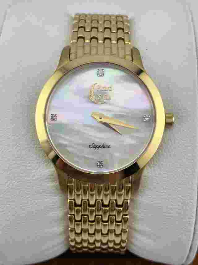 Picard & Cie Ladies 28mm Watch Gold Tone MOP Dial Sapphire Stainless Steel- RUNS