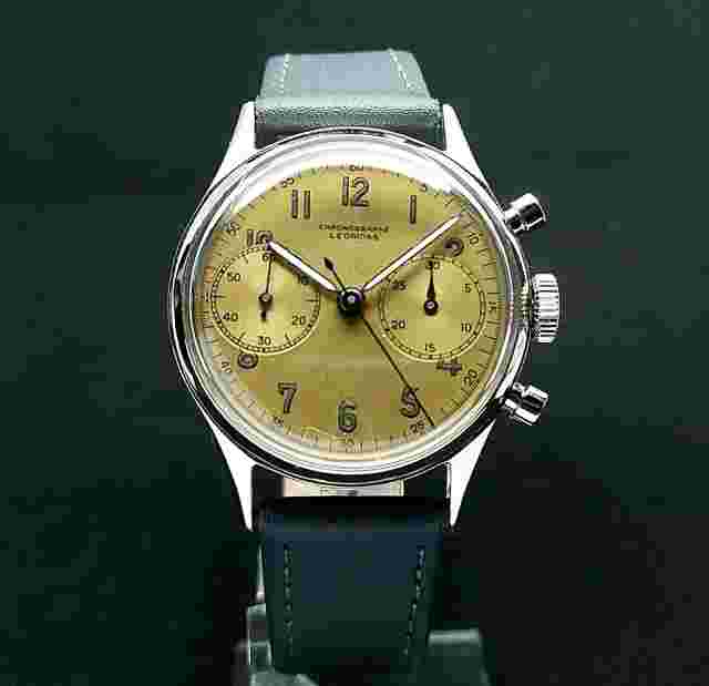 Leonidas Military Chronograph vintage 1954 Landeron 148 oversize pre Heuer Carre