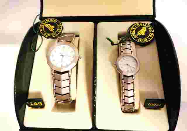 MIB MATCHING MAN AND WOMAN'S WRIST WATCHES HOLLYWOOD RIDING CLUB