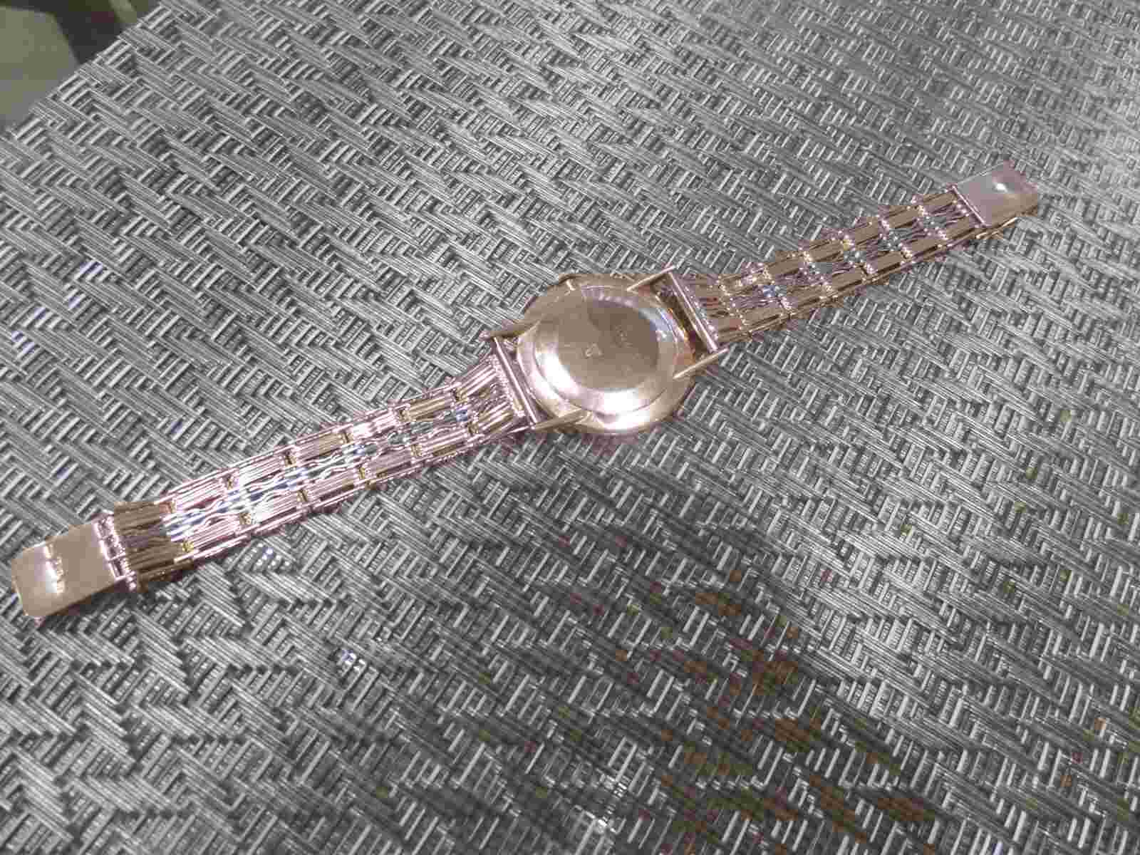 Vintage Russian Poljot 14k rose(pink) gold watch on unique 14k rose(pink) & plat