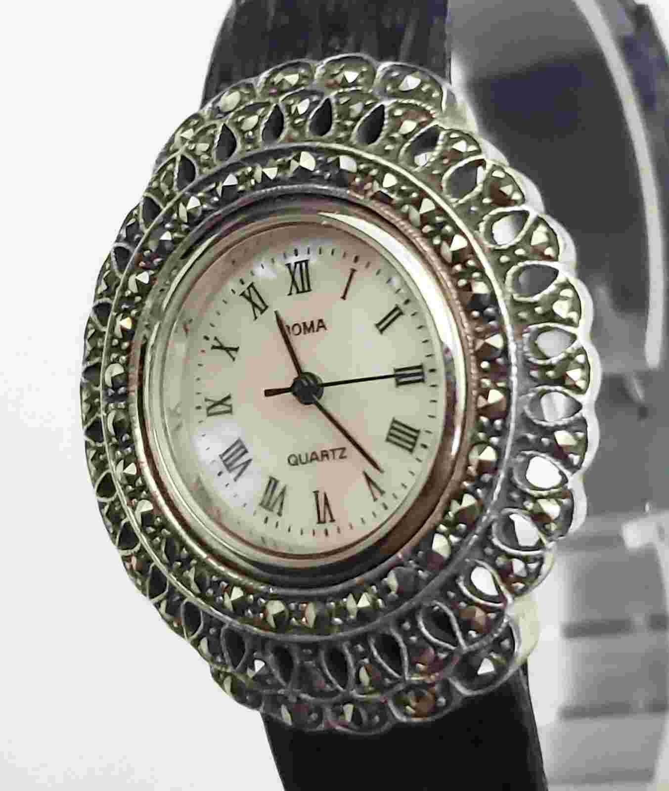 UNIQUE Women's 925 STERLING SILVER Watch BOMA. Mother Of Pearl Dial
