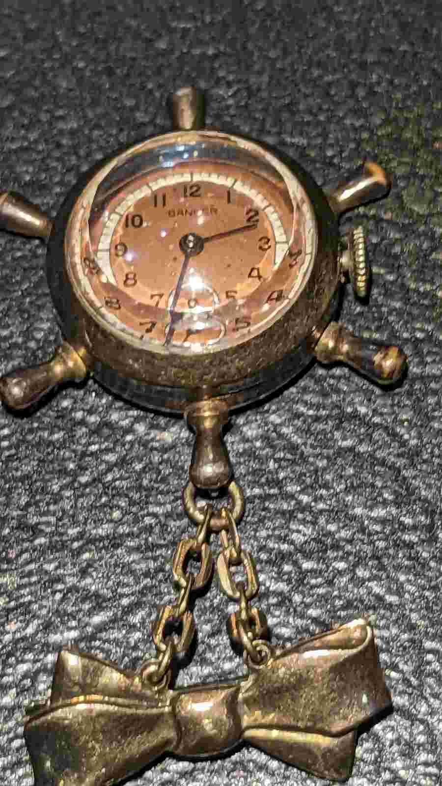 Vintage Gold Filled Ship Watch With Clip Still Works