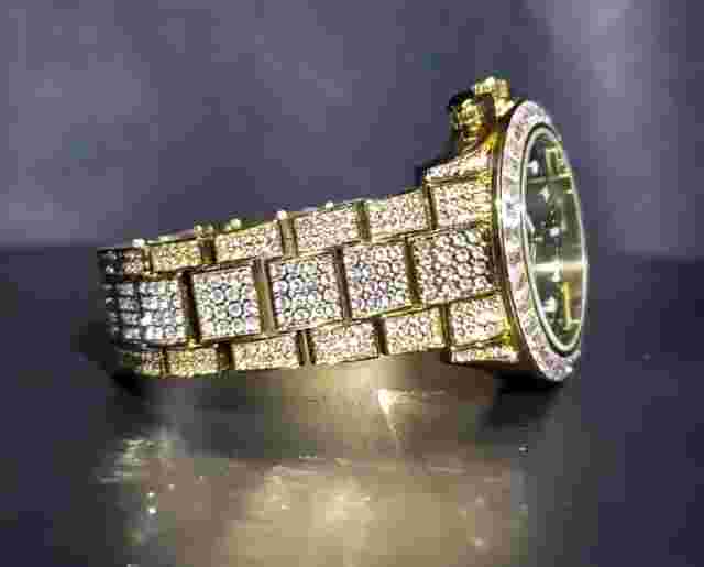 Reloj de Hombres con Pulsera en Acero Oro 18K Relojes Para Hombres Con Diamantes