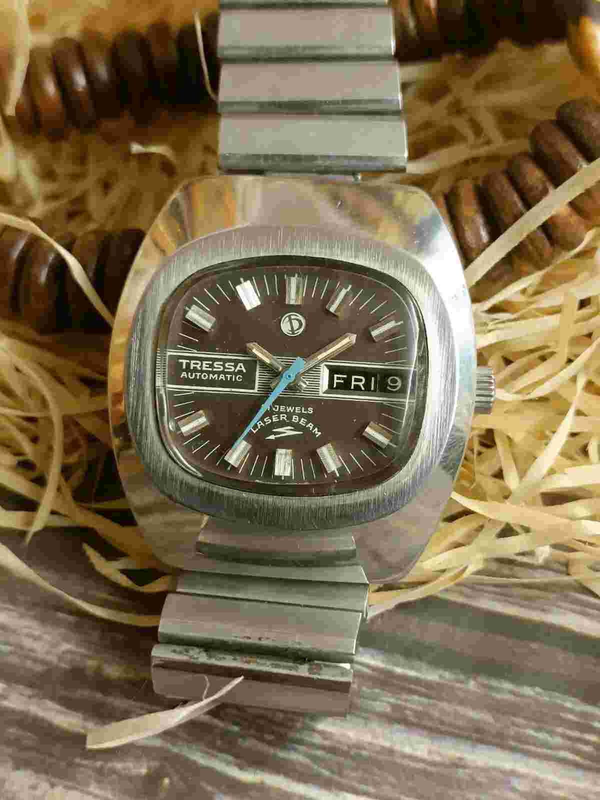 AUTHENTIC TRESSA AUTOMATIC 21 JEWELS LASER BEAM MEN'S MINT TEXTURED DIAL WATCH