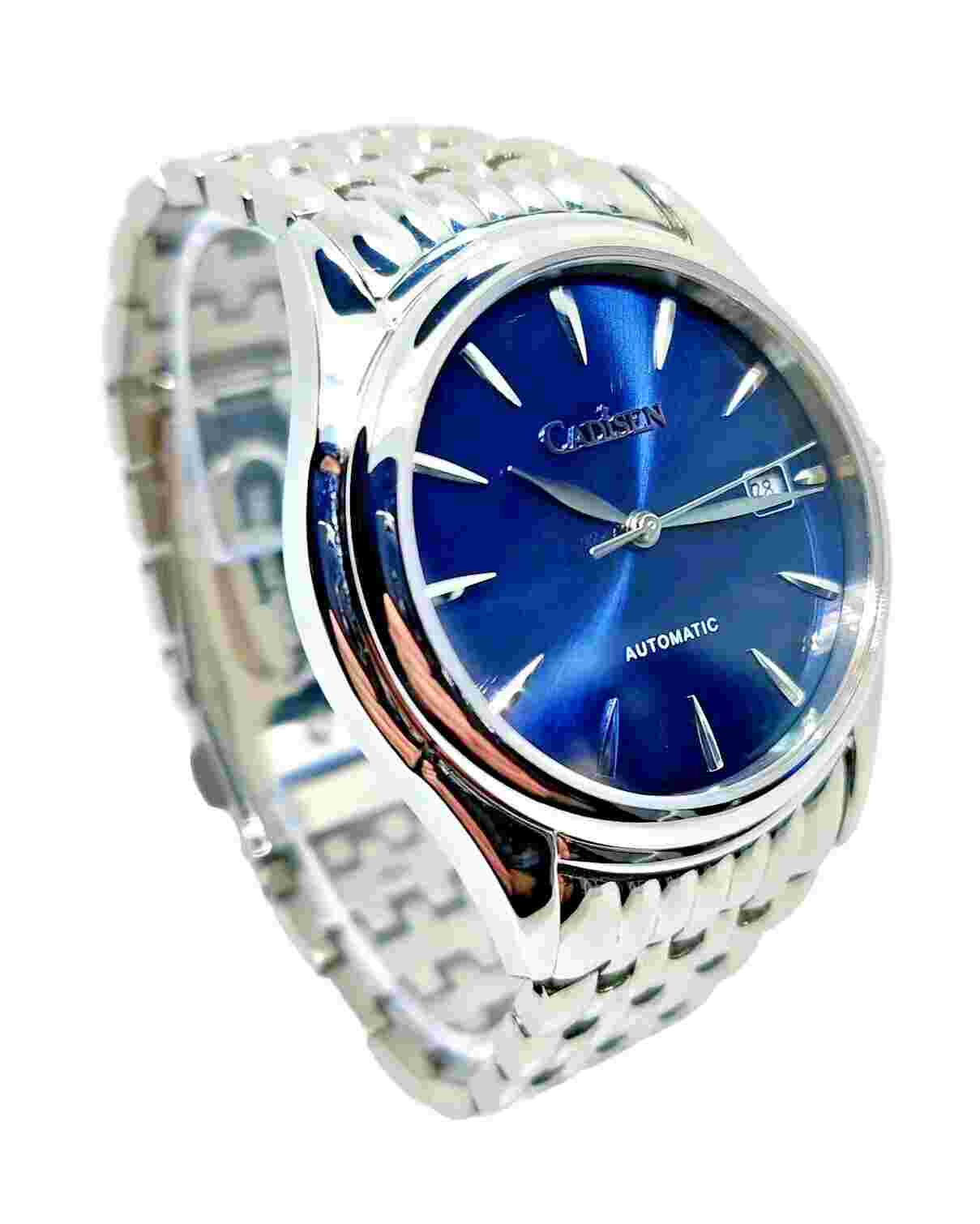 Cadisen 39mm Automatic Watch, Blue Dial, Miyota 8215 Movement, Stainless steel