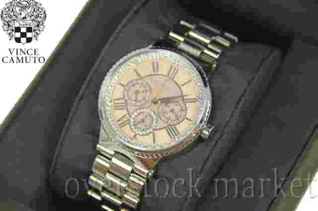 New Womens Vince Camuto Silver Tone Swarovski Crystal Accented Watch VC/5313PMSV