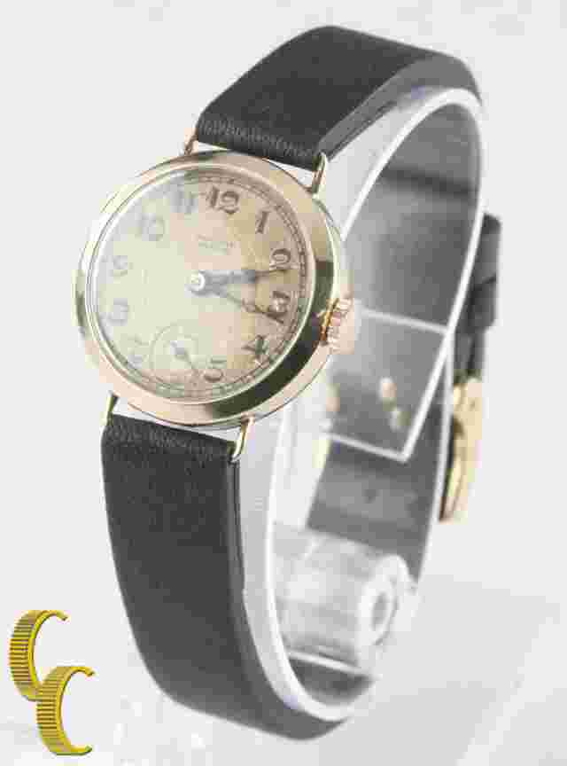 Record Geneve 14k Yellow Gold Vintage Hand-Winding Watch w/ Leather Band