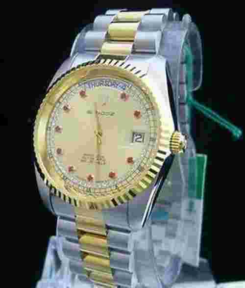 Sandoz Two Tone Red Diamond Hour Mark Automatic Men's Watch 8732D-34-8