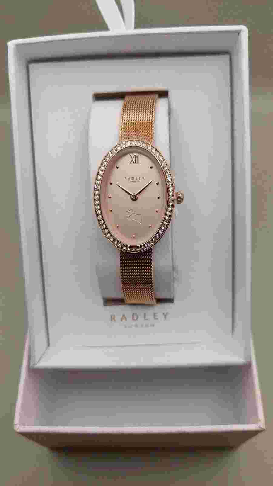 RADLEY Ladies Cranwell Close Rose Gold Tone Mesh Strap Watch RY4614
