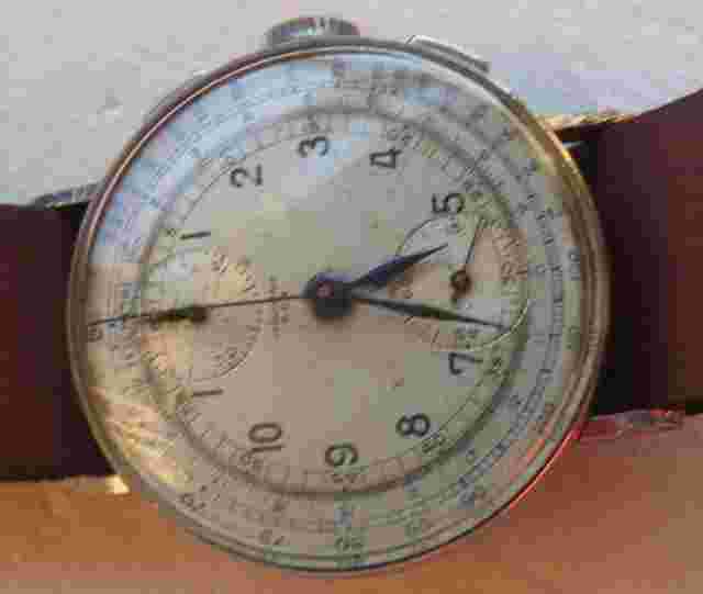 Rex Chronograph wristwatch Nickel Chromiun Case 34 mm. in diameter load manual